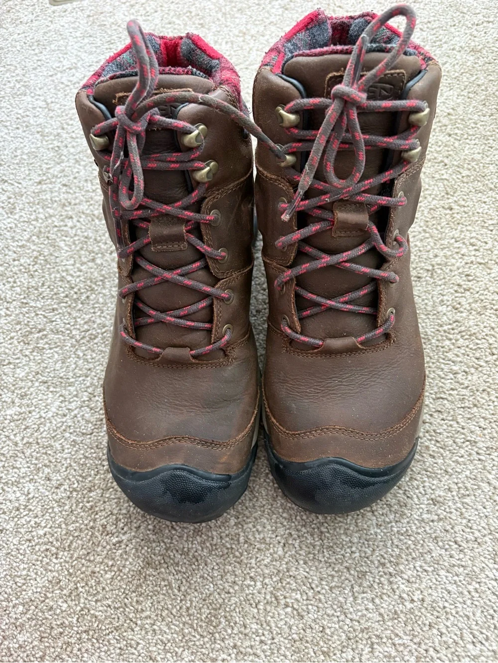 Keen Dry Waterproof Leather Hiking Ankle Boots Plaid Collar Lace Up Utility 11